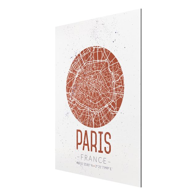 Obrazy nowoczesny Mapa miasta Paryż - Retro