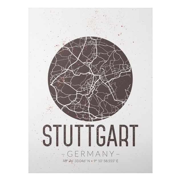 Nowoczesne obrazy do salonu Mapa miasta Stuttgart - Retro
