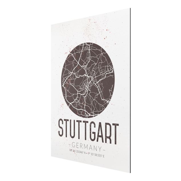 Obrazy nowoczesny Mapa miasta Stuttgart - Retro
