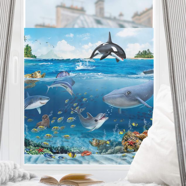 Folia okienna do salonu Podwodny świat ze zwierzętami