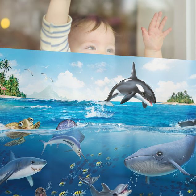 Folia okienna motywy Podwodny świat ze zwierzętami