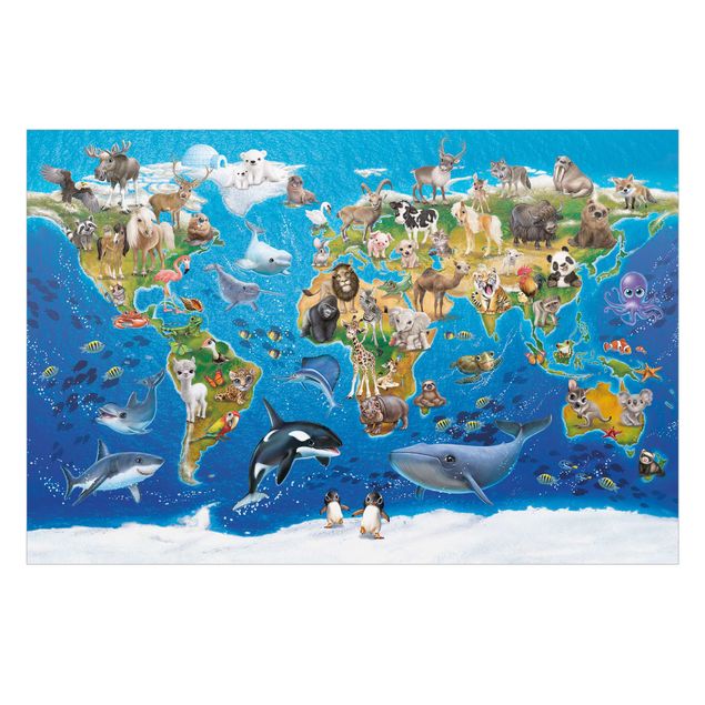 Folia samoprzylepna Międzynarodowy Klub Zwierząt - Mapa świata ze zwierzętami