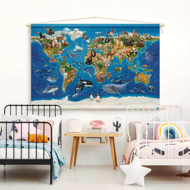 Pokój niemowlęcy Animal Club International - World Map With Animals