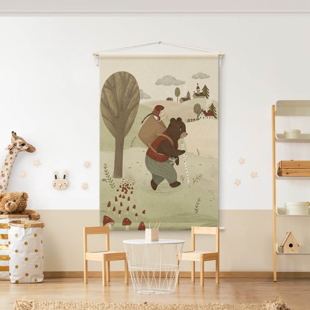 gobelin na ścianę nowoczesne Anna Lunak Illustration - Masha And The Bear
