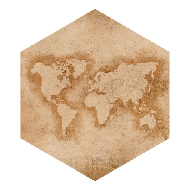 Sześciokątna tapeta samoprzylepna - Starożytna mapa świata