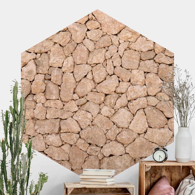 Dekoracja do kuchni Apulia Kamienna ściana - starożytny kamienny mur z dużych kamieni