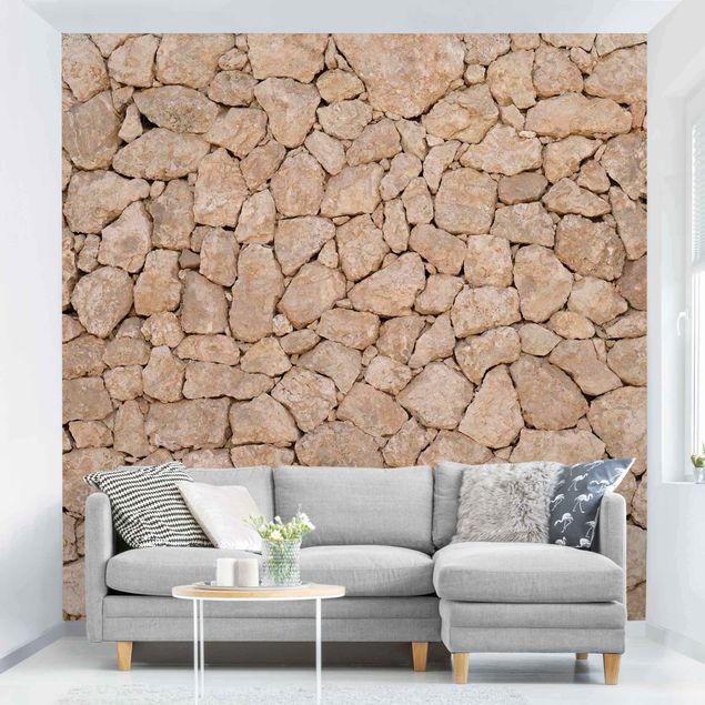 Fototapeta 3d Apulia Kamienna ściana - starożytny kamienny mur z dużych kamieni