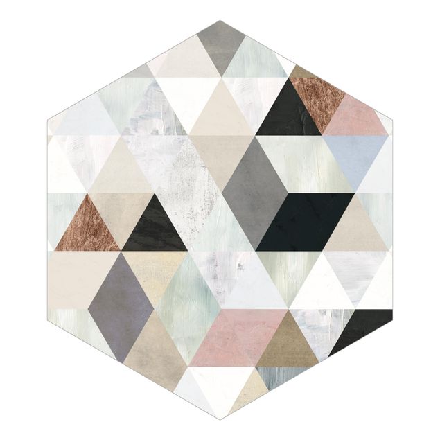 Sześciokątna tapeta samoprzylepna - Mozaika akwarelowa z trójkątami I