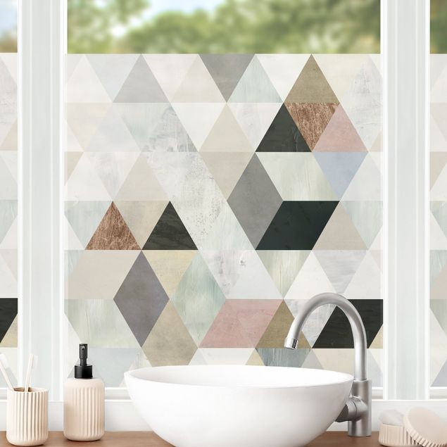 Folia okienna do sypialni Mozaika akwarelowa z trójkątami I