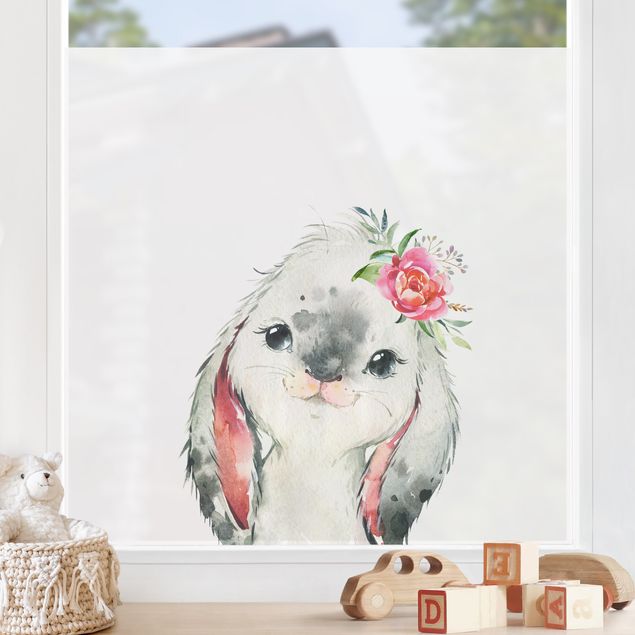 Folia okienna dla dzieci Akwarela - Widok królika