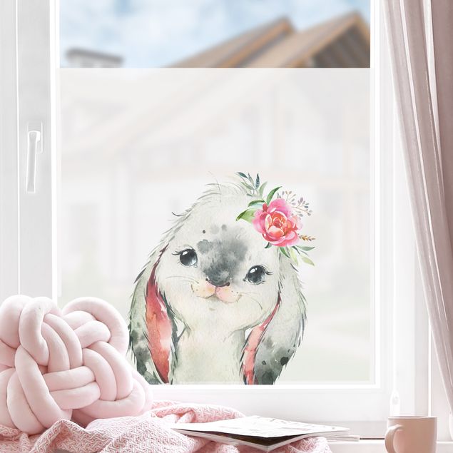Folia okienna kolorowy Akwarela - Widok królika