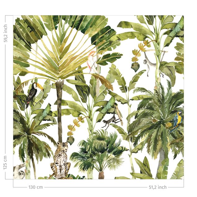 zasłony wzorzyste Watercolour Banana Tree And Leopard Pattern