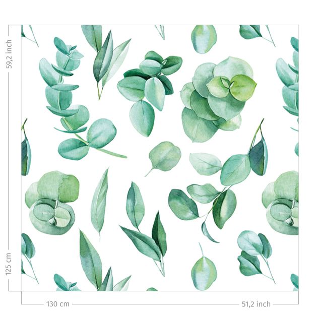 zasłony we wzory Watercolour Eucalyptus Branch And Leaves Pattern