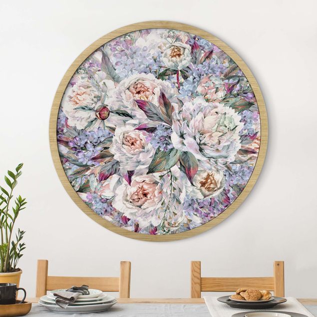 Obrazy do salonu Watercolour Lilac Peony Bouquet