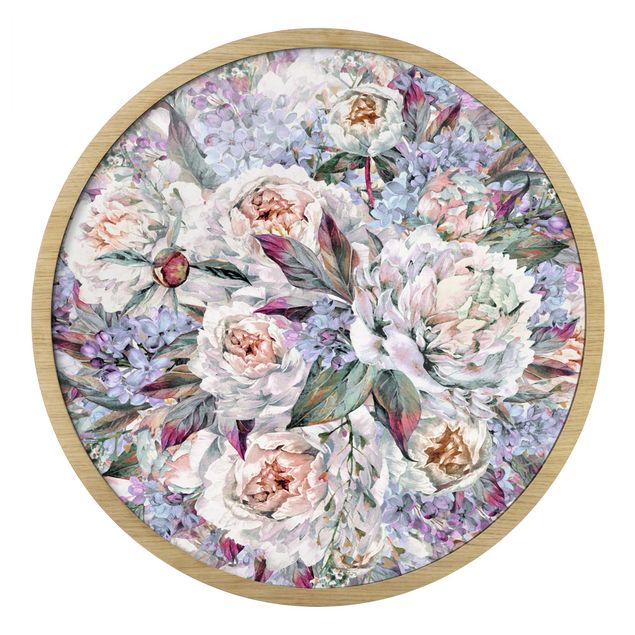 Obrazy kwiatowe Watercolour Lilac Peony Bouquet