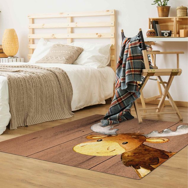 dywany nowoczesne Akwarela Jeleń na drewnie