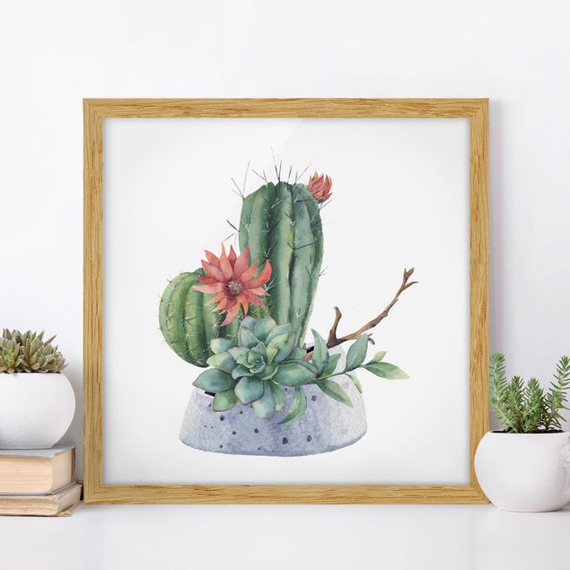 Dekoracja do kuchni Akwarela Ilustracja kaktusów