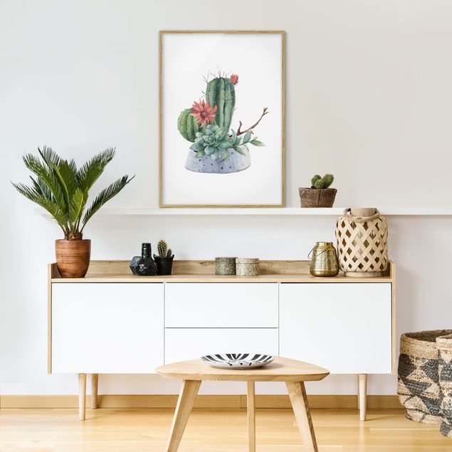 Obrazy w ramie do łazienki Akwarela Ilustracja kaktusów