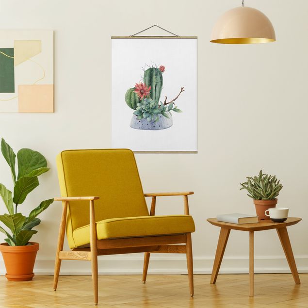 Nowoczesne obrazy do salonu Akwarela Ilustracja kaktusów