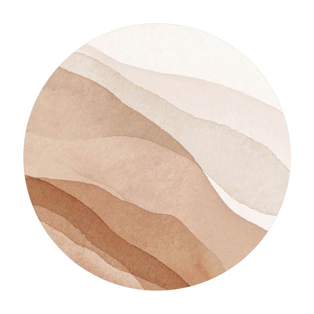 Okrągły dywan winylowy - Akwarela Krajobraz Fale piasku