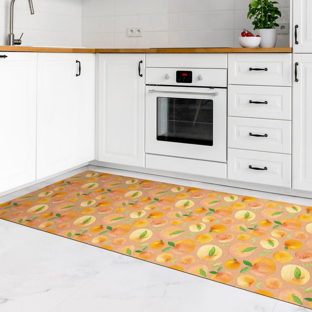 nowoczesny dywan Akwarela Pomarańcze z liśćmi