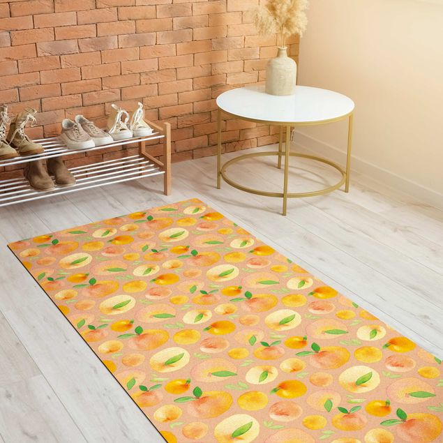 chodnik dywanowy Akwarela Pomarańcze z liśćmi