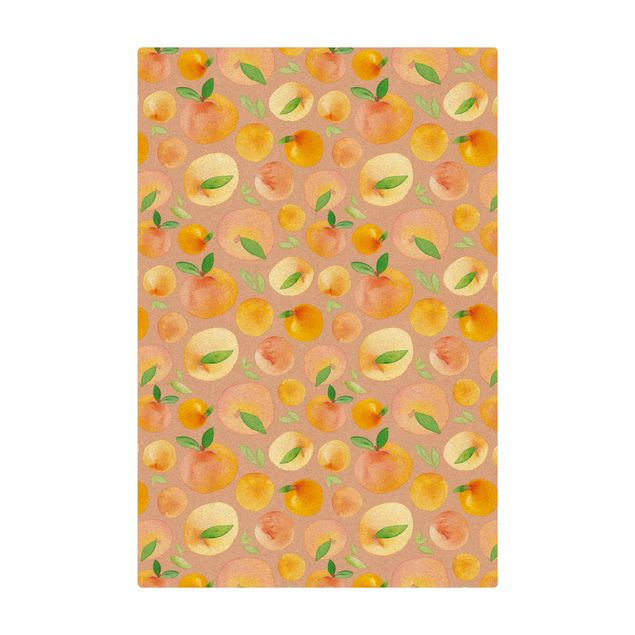 Mata korkowa - Akwarela Pomarańcze z liśćmi