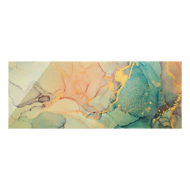 Obrazy Akwarela Pastelowe kolory z dodatkiem złota