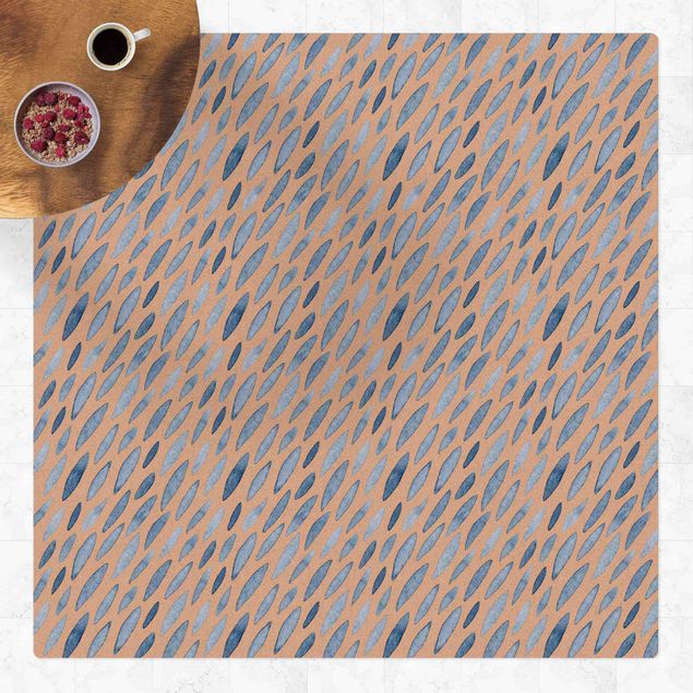 Mata korkowa - Akwarela Deszcz w kolorze indygo mały i duży