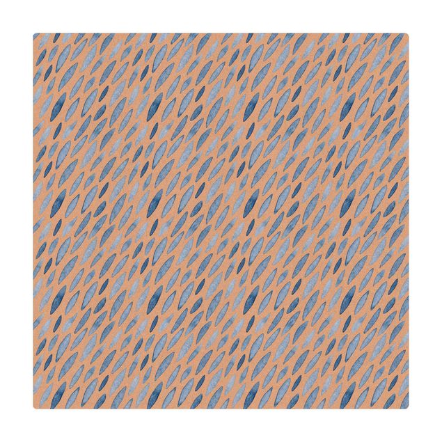 Mata korkowa - Akwarela Deszcz w kolorze indygo mały i duży