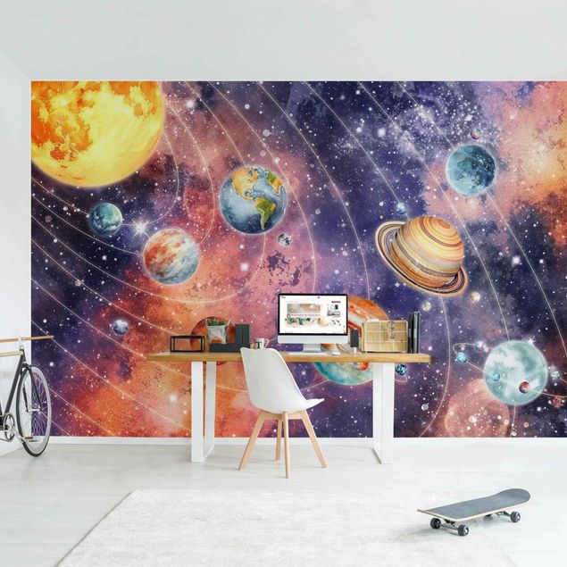 Tapety na ściany Solar System In Watercolour