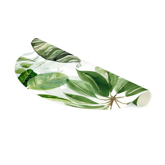 dywany zielone nowoczesne Akwarela Liście i gałązki tropikalne
