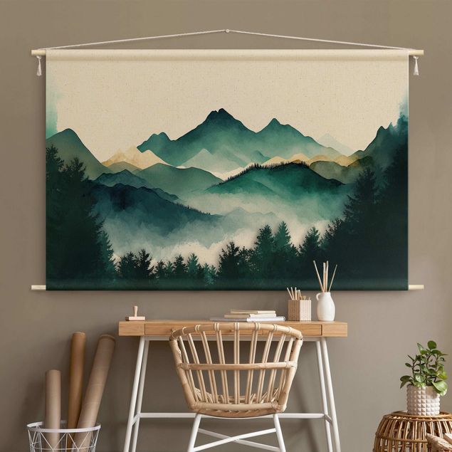 Obrazy do salonu nowoczesne Mountainous Watercolour Landscape