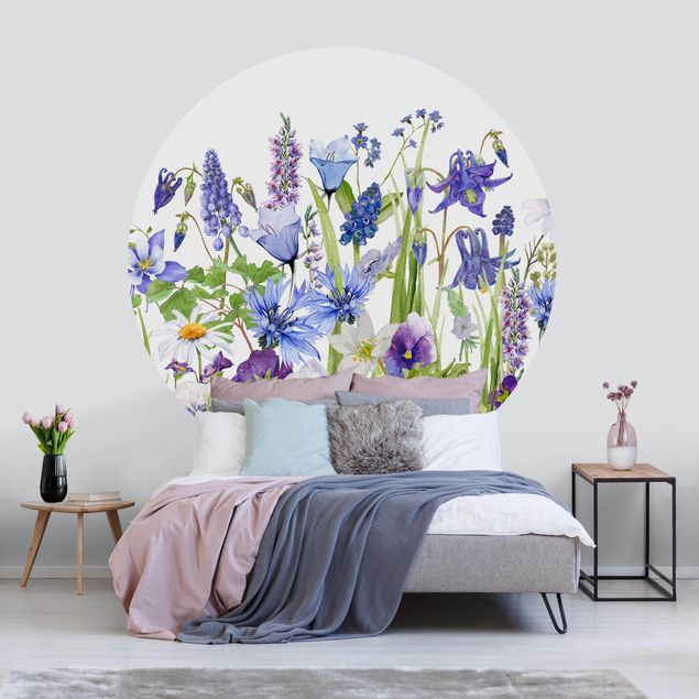 Uta Naumann obrazy Akwarelowa Łąka kwiatowa w kolorze niebieskim