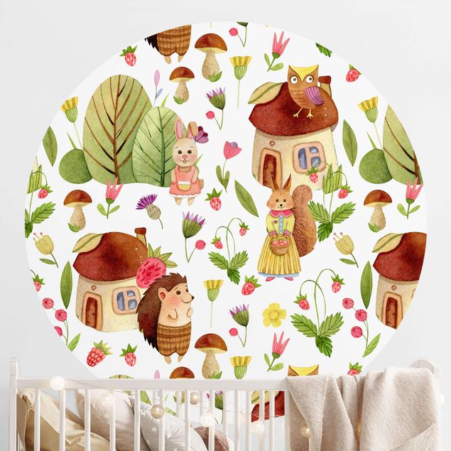 Pokój niemowlęcy i dziecięcy  Akwarela Jeż z sową ilustracja