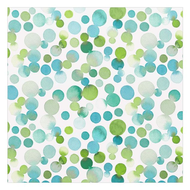 Folia okienna Akwarelowe kropki konfetti w kolorze niebiesko-zielonym