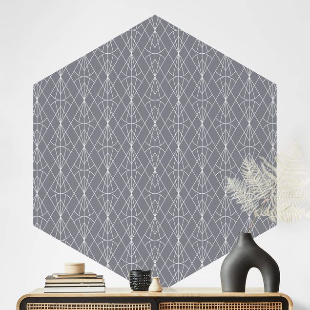 Tapeta wzory geometryczne Art Deco Diamentowy wzór w kolorze Szary XXL