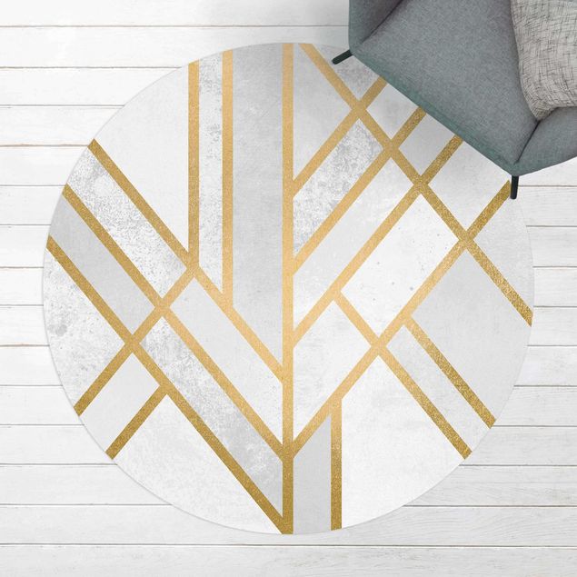 dywan na taras Art Deco Geometry Białe złoto