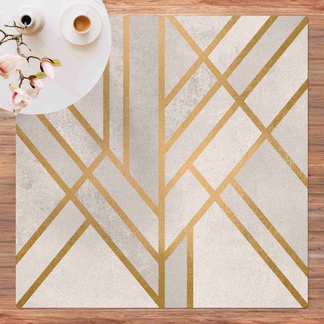 Mata korkowa - Art Deco Geometry Białe złoto