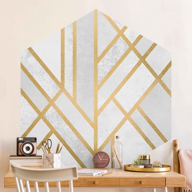 Dekoracja do kuchni Art Deco Geometry Białe złoto
