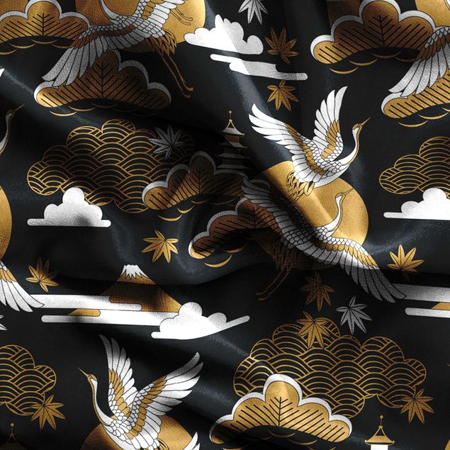 Tekstylia domowe Wzór azjatycki z źurawiami jesienią