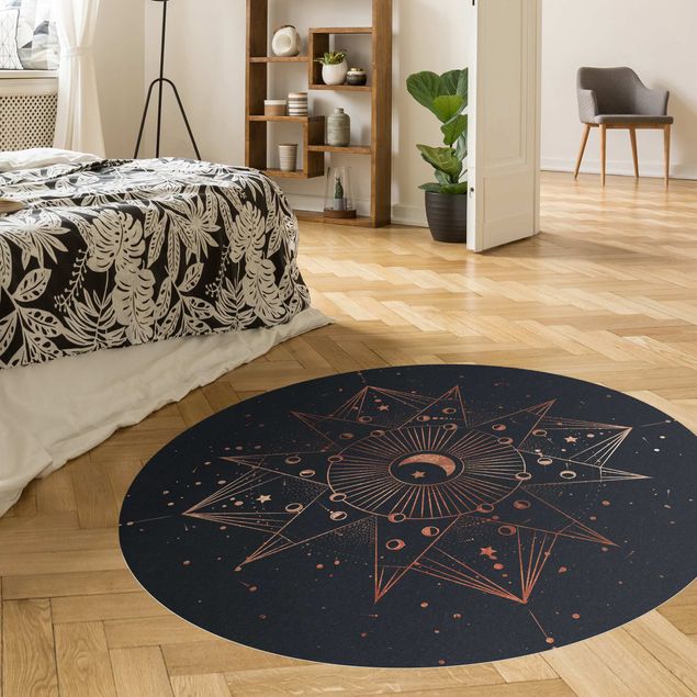 dywany nowoczesne Astrologia Księżyc Magia Niebieskie Złoto