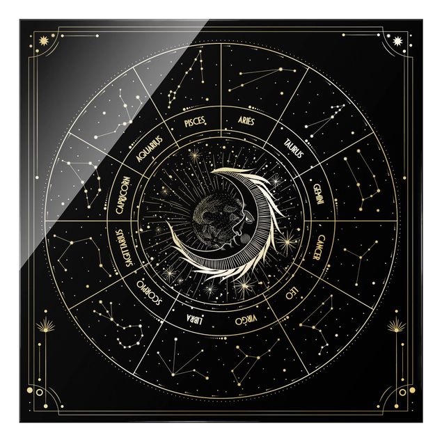 Obraz czarny Astrologia Księżyc i znak zodiaku Czarny