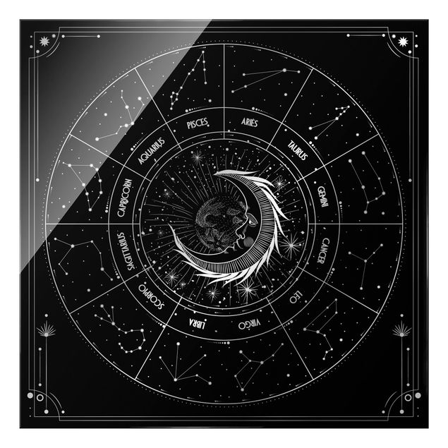 Obraz czarny Astrologia Księżyc i znak zodiaku Czarny