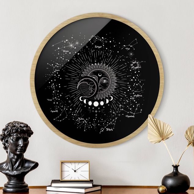 Obrazy duchowość Astrology Sun Moon And Stars Black
