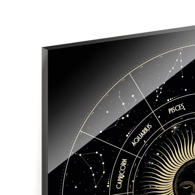 Obrazy na ścianę Astrologia Słońce Koło Zodiakalne Czarne