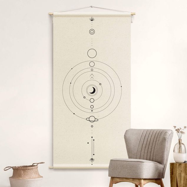 Obrazy do salonu nowoczesne Astrology Orbit Planets Black