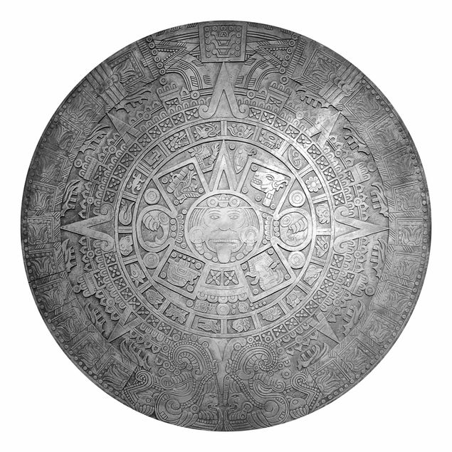 Tapeta ścienna Ornamentyka aztecka w okręgu w czerni i bieli