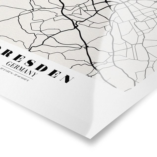 Czarno białe plakaty Mapa miasta Drezno - Klasyczna