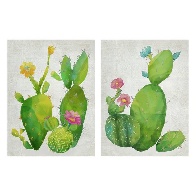 Obrazy kwiatowe Zestaw rodzinny kaktusów II